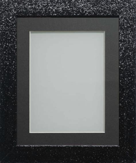 Glitter Black 6x4 Frame With Grey Mount Cut For Image Size 5x3