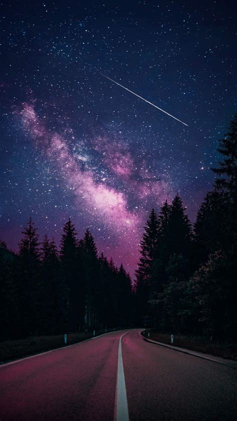 Starry Sky Night Road Iphone Wallpapers Iphone Wallpapers