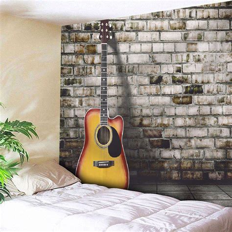 38 Off Guitar Brick Wall Hanging Microfiber Home Tapestry Rosegal