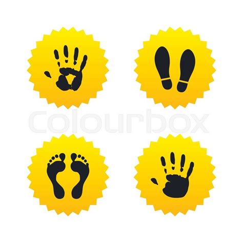 Hand And Foot Print Icons Imprint Stock Vector Colourbox