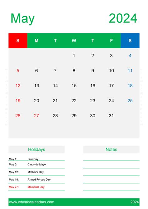 Free May 2024 Print Monthly Calendar