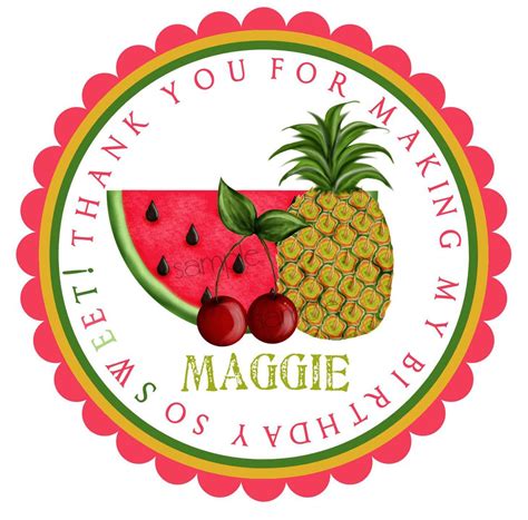 Personalized Fruit Stickers Tutti Frutti Birthday Party Etsy