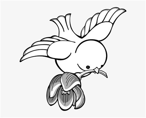 Bird Flying With Flower Clip Art Vector - Flying Birds Clipart Black