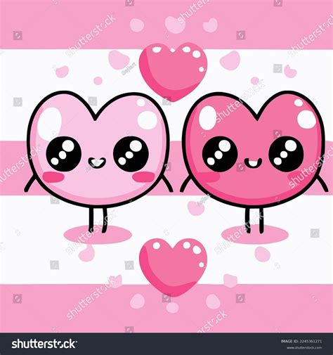 Cute Chibi Heart Couple Love Valentine Stock Vector Royalty Free