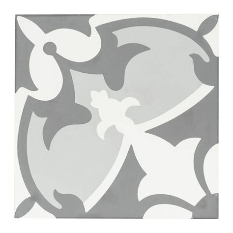 Mto0553 Classic 8x8 Floral White Gray Light Gray Matte Cement Tile