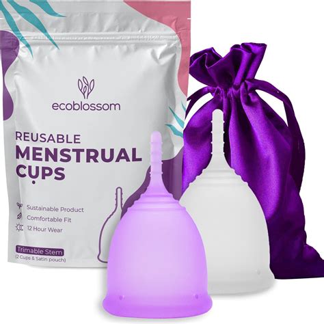 ecoblossom menstrual cups set of 2 reusable period cups premium design with trimmable stem