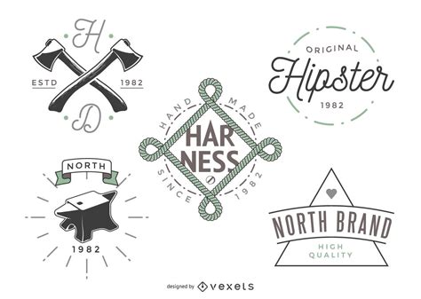 5 Hipster Logo Templates Vector Download