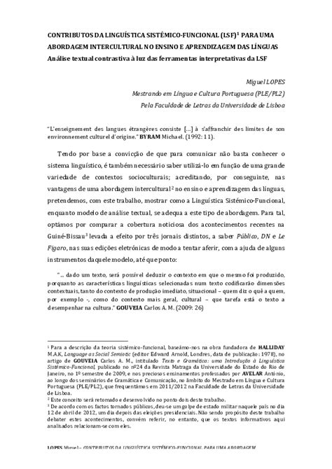 (PDF) CONTRIBUTOS DA LINGUÍSTICA SISTÉMICO-FUNCIONAL (LSF ...