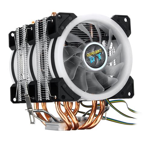 Silent Rgb Cpu Air Cooler 4 Heatpipes 3pcs Led Rgb Fans For Lga 775