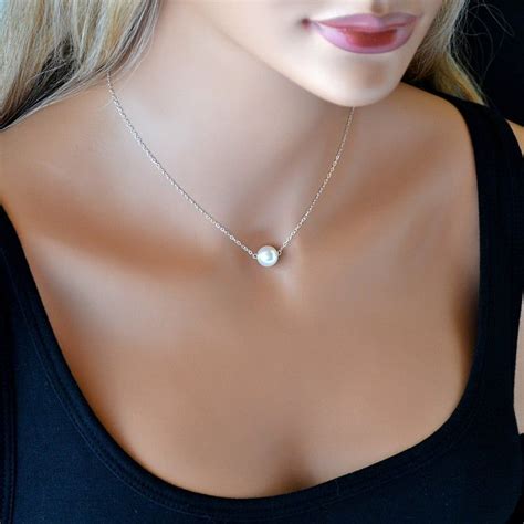 Single Pearl Necklace Bridesmaid Gift Single Pearl Necklace Etsy In