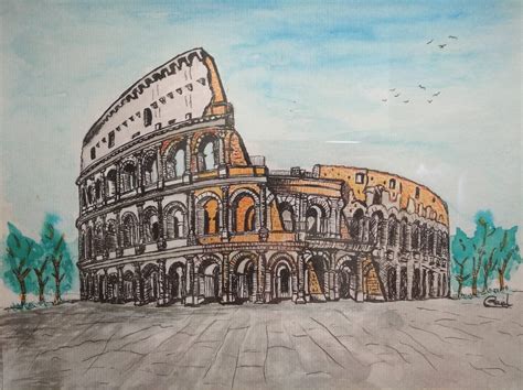 Coliseo Serie Roma Tinta Dibujos Comprar Arte Original