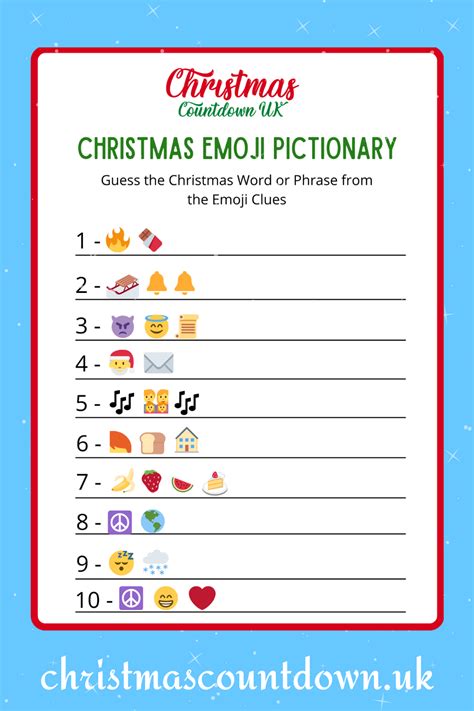 Christmas Emoji Pictonary Game Free Printable 2024