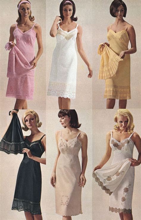 1960s Us Catalog Full Slips In White Black Pink And Beige