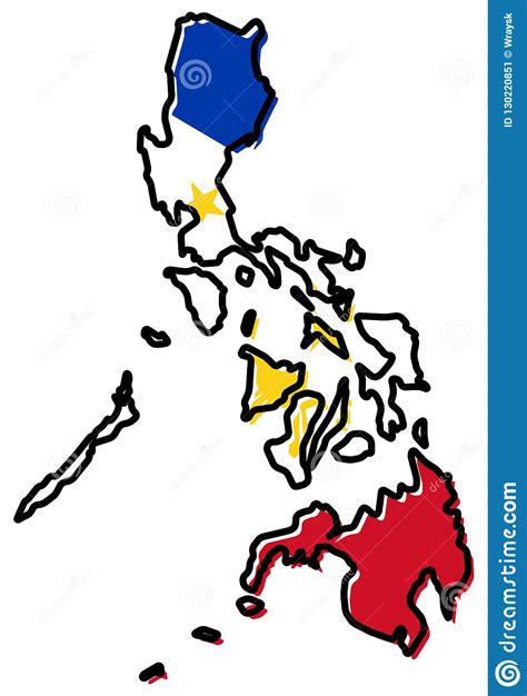 Vereenvoudigde Kaart Van Het Overzicht Van Filippijnen Met Lichtjes