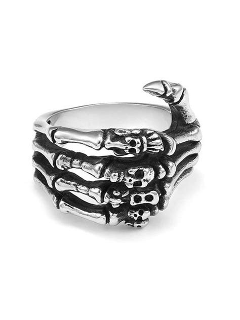 Emmiol Free Shipping 2023 Mens Vintage Skull Claw Ring Silver In Rings