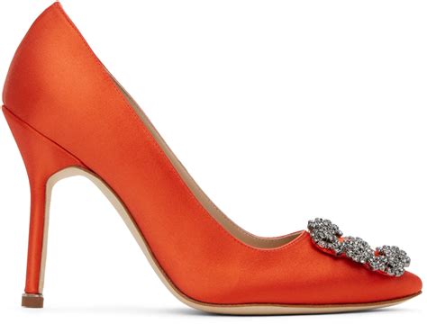 Manolo Blahnik Orange Hangisi Pumps SSENSE