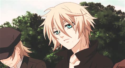 Two Anime Guys With Blonde Hair And Blue Eyes Looking At Something In Front Of Them