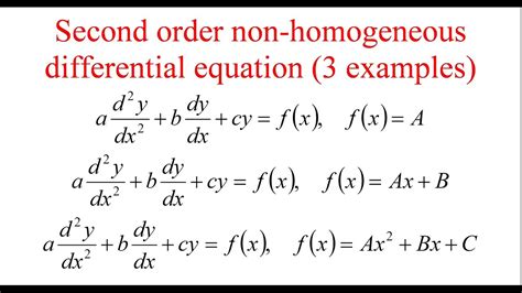 Second Order Non Homogeneous Differential Equation Youtube