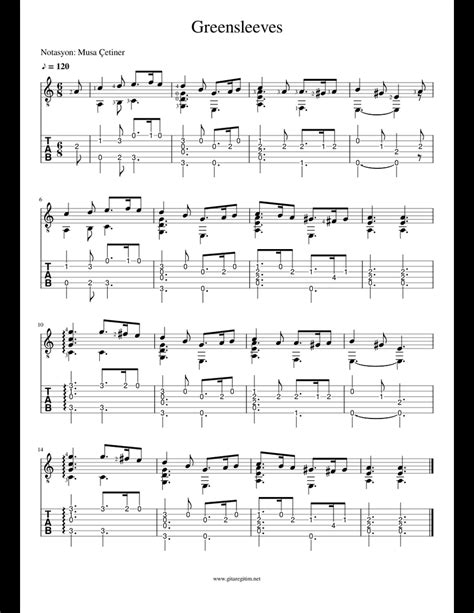 Greensleeves sheet music and lyrics. Greensleeves sheet music for Guitar download free in PDF ...