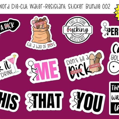 Swear Word Die Cut Water Resistant Sticker Bundle 2 Adult Etsy