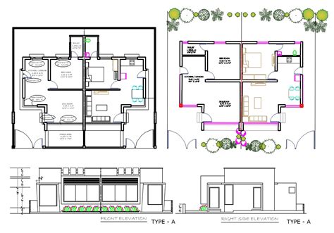 Small House Design Plan With Elevation Design Autocad File Cadbull