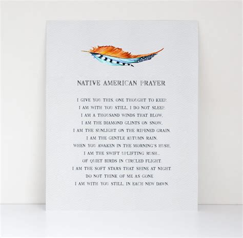 Native American Prayer Art Print With Watercolor Lettering A Etsy