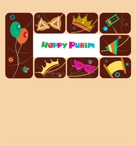 Happy Purim Greeting Card Stock Vector Illustration Of Culture 68846589