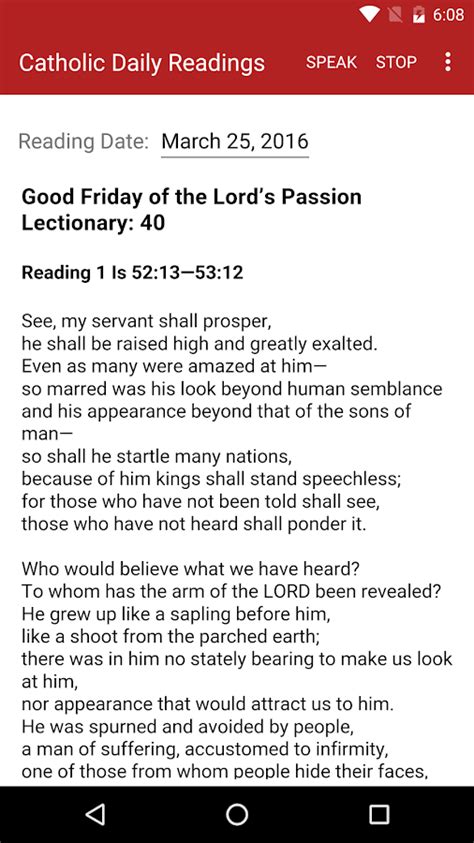 The passages follow the daily and weekly lectionary readings from the roman catholic lectionary. Catholic Daily Readings - Android Apps on Google Play