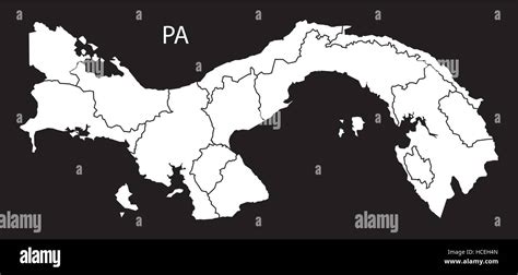 Mapa de las provincias de Panamá ilustración negro Imagen Vector de