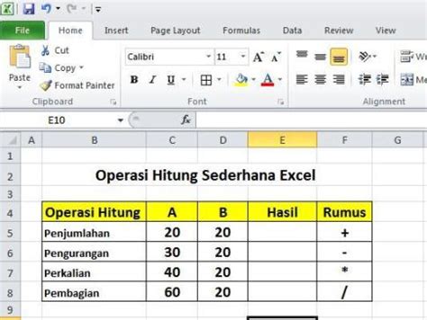 Rumus Penjumlahan Pengurangan Perkalian Dan Pembagian Pada Excel Belajar Office