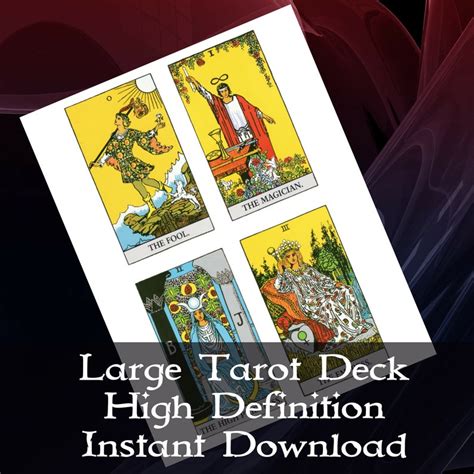 Tarot Card Deck Large Tarot Deck To Print 78 Card Deck Etsy