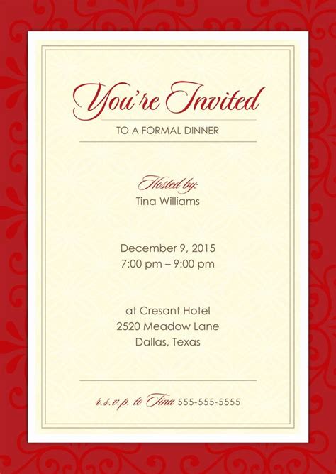 Formal Dinner Invitation Templates New Formal Dinner Party Holiday