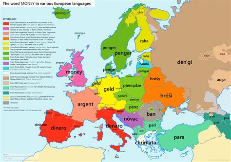 The Origins Of The Word Money In Various European Languages X Post R