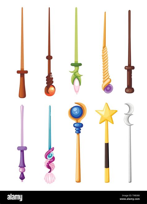 Magic Wand Set Fantasy Staff Collection Magical Equipment For Games