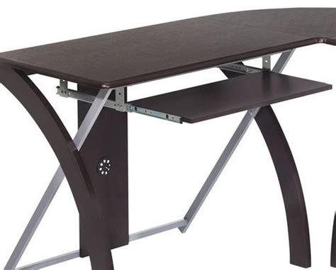 Just like in this picture. Wood with Espresso Finish L Shaped Computer Desk w/Slide ...