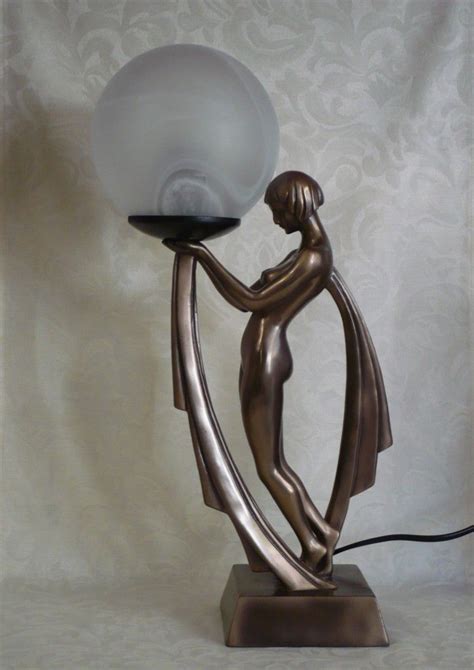 Exquisite Art Deco Cold Cast Bronze Lady Lamp 42cm H Art Deco Decor