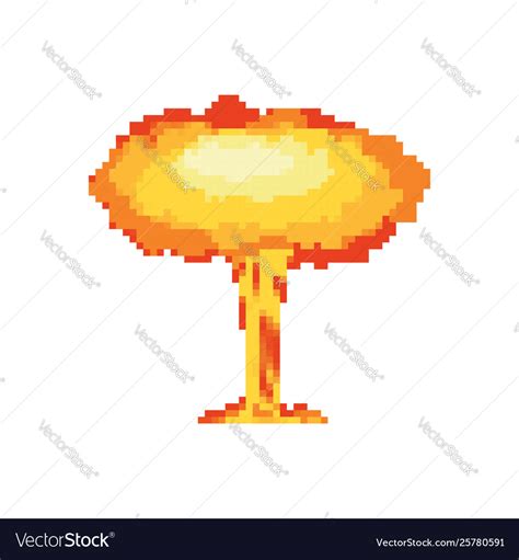 Nuclear Explosion Pixel Art Large Red Explosive Vector Image
