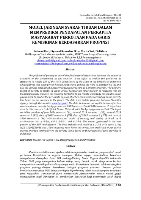 The data used are times series data from 2009 to 2018 in the bangka. (PDF) MODEL JARINGAN SYARAF TIRUAN DALAM MEMPREDIKSI ...