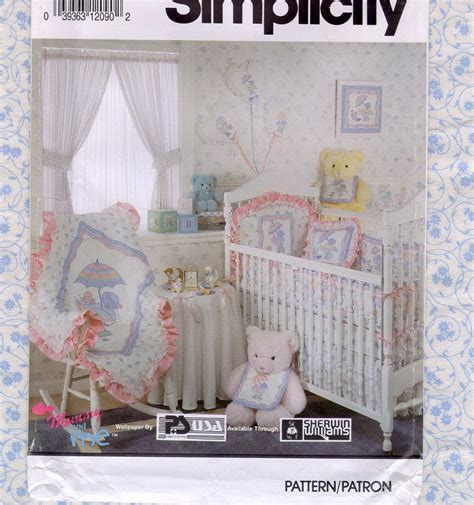 For this bedding, i used their chartreuse zigzag, royal blue damask, and turquoise polka dot. Uncut Baby Nursery Sewing pattern Simplicity 7646 quilt