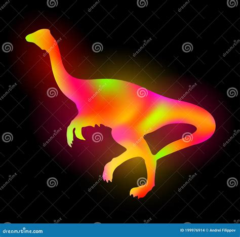 Colorful Art With Shiny Neon Colored Dinosaur Stock Vector