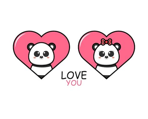 Premium Vector Cute Valentines Day Animal Couple With Panda