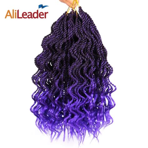 Alileader Synthetic Twist Crochet Braids Hair Extension Curl Ombre Purple Kanekalon Ombre