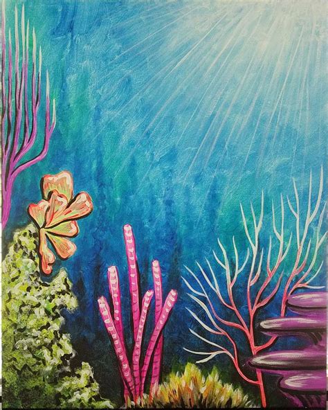 Coral Reef Painting Simple Traditional Art Illustration Nothing