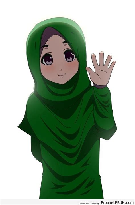 A Greeting From Muslim Girl In Green Hijab Drawings Prophet Pbuh