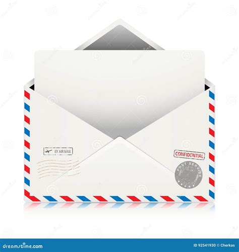 Mail Air Envelope With Postal Stamp Isolated On White Background Stock
