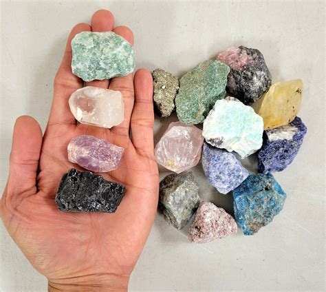 15 Raw Crystals Set Mixed Rough Gemstones Assorted Lot Etsy