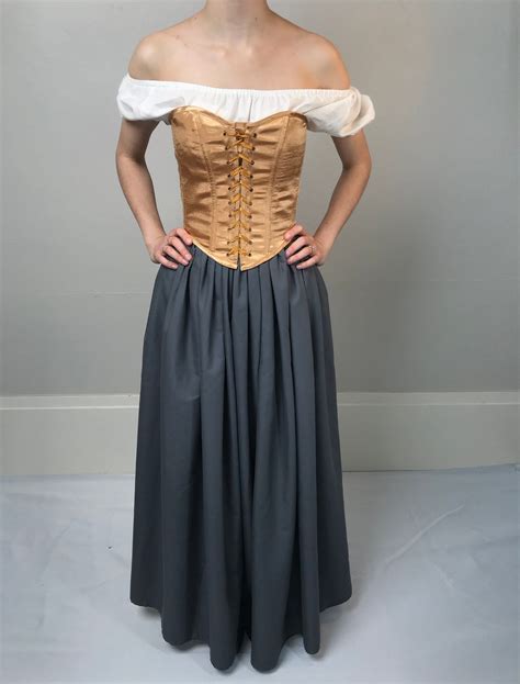short overbust corset in yellow gold made to order underbust and renaissance bodice styles also