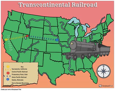 Transcontinental Railroad Map Storyboard By Liane