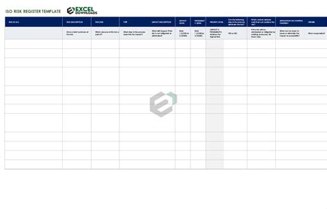 Download Iso Risk Register Free Excel Template