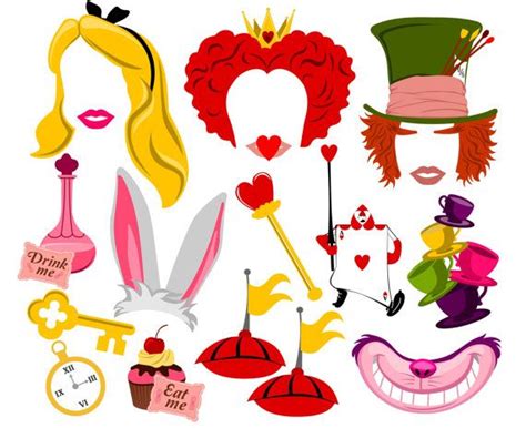 alice in wonderland inspired digital photo booth props instant download photo booth photo